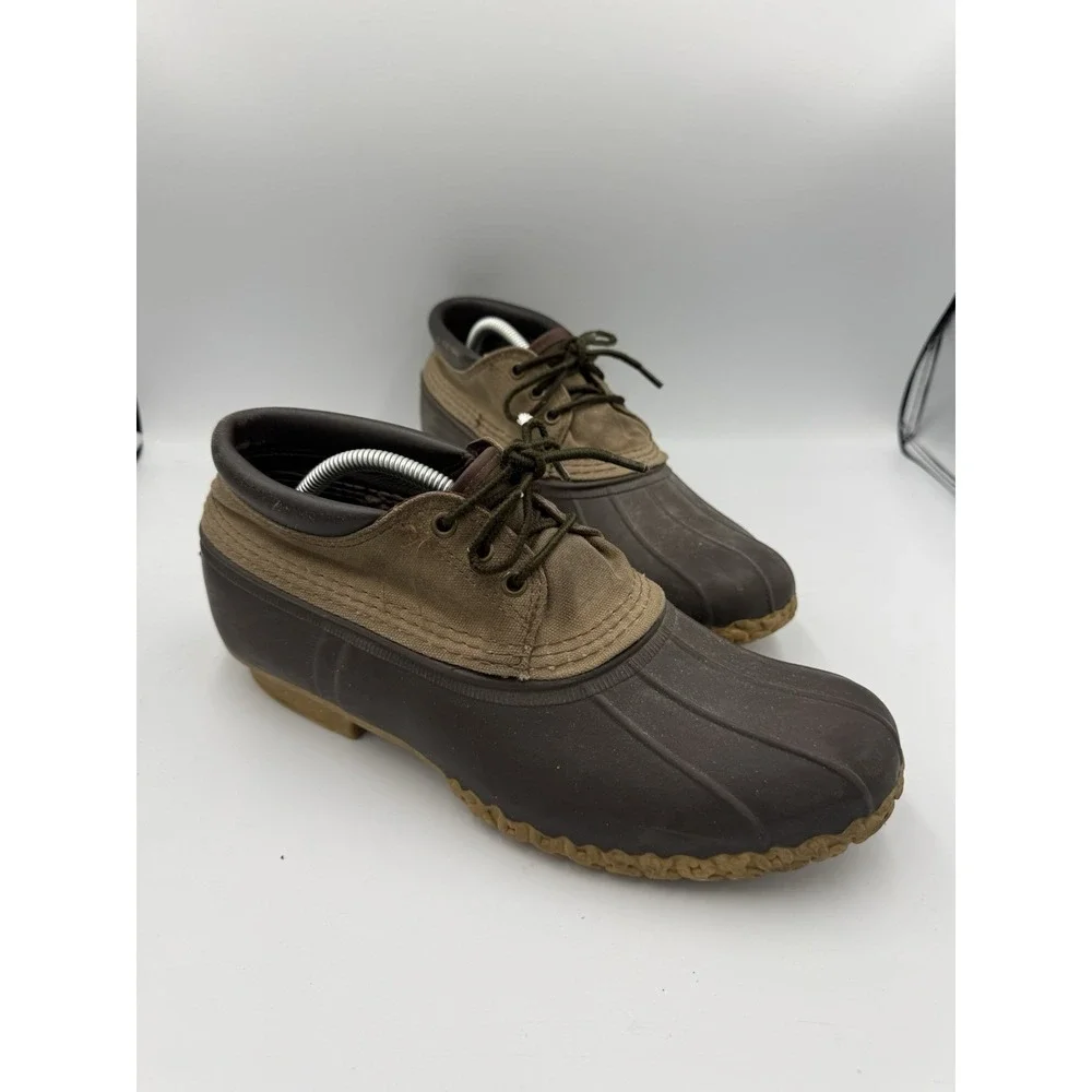 Vintage L.L Bean Gumshoe Boots Mens 10 M Brown Leather Canvas Waterproof USA